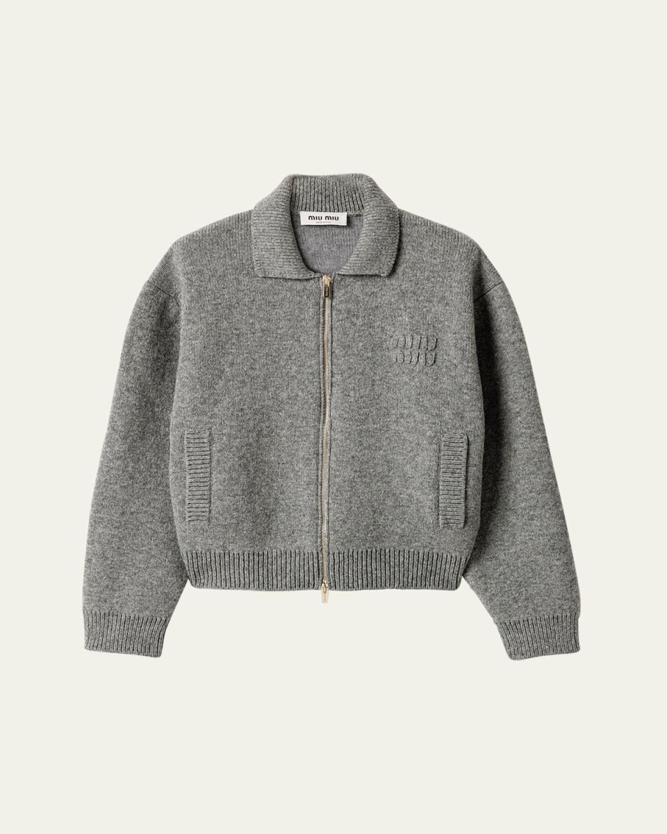 Collared Wool-Cashmere Zip Cardigan